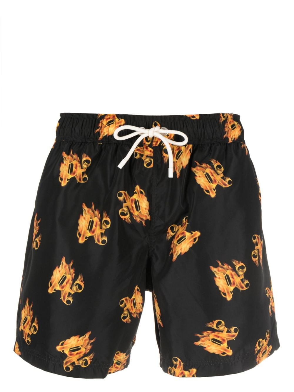 Palm Angels Burning monogram-print swim shorts - Black von Palm Angels