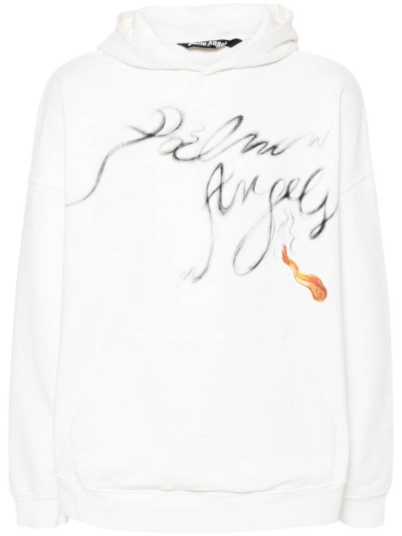 Palm Angels Foggy logo-print hoodie - White von Palm Angels