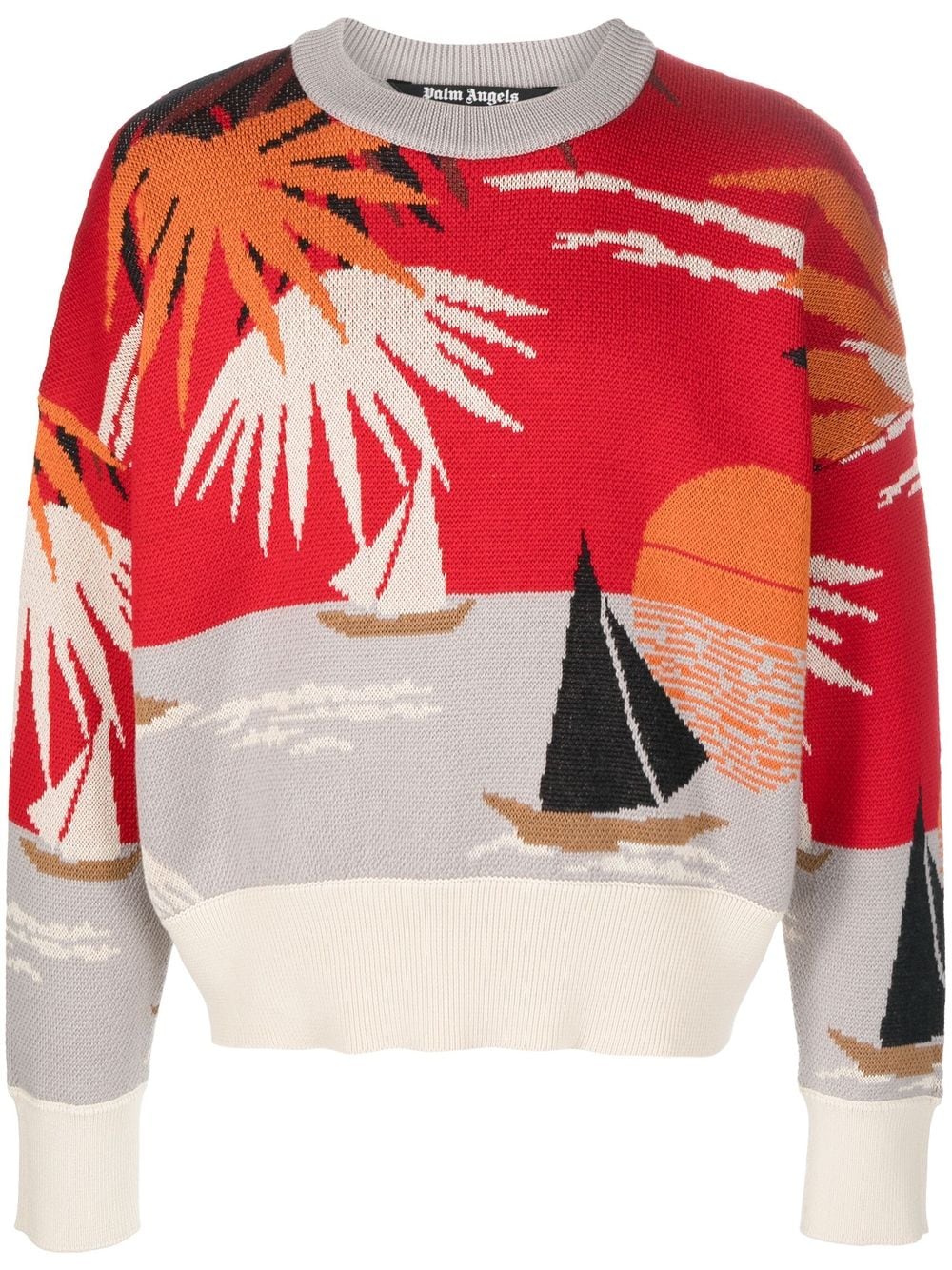 Palm Angels Hawaii intarsia-knit jumper - Grey von Palm Angels