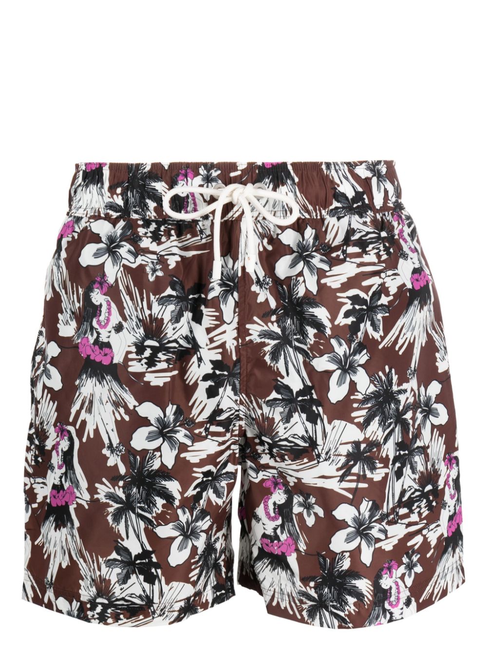 Palm Angels Hula floral-motif swim shorts - Brown von Palm Angels