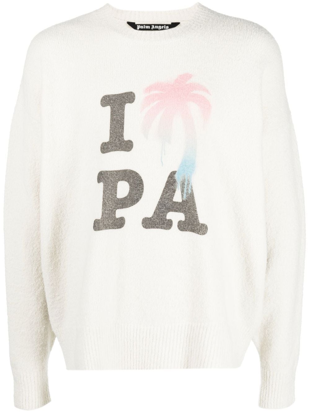 Palm Angels I Love PA knitted jumper - White von Palm Angels