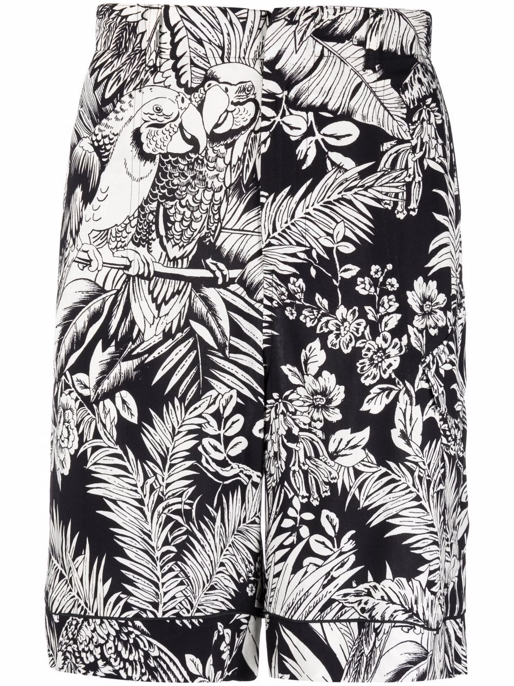Palm Angels parrot-print track shorts - Black von Palm Angels