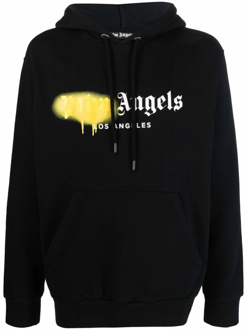 Palm Angels logo-print drawstring hoodie - Black von Palm Angels