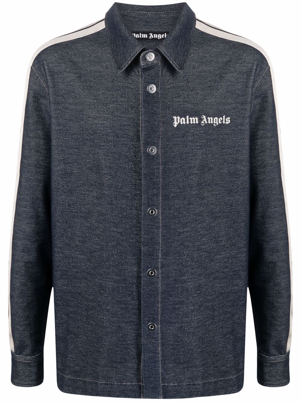 Palm Angels denim-effect track shirt - Blue von Palm Angels