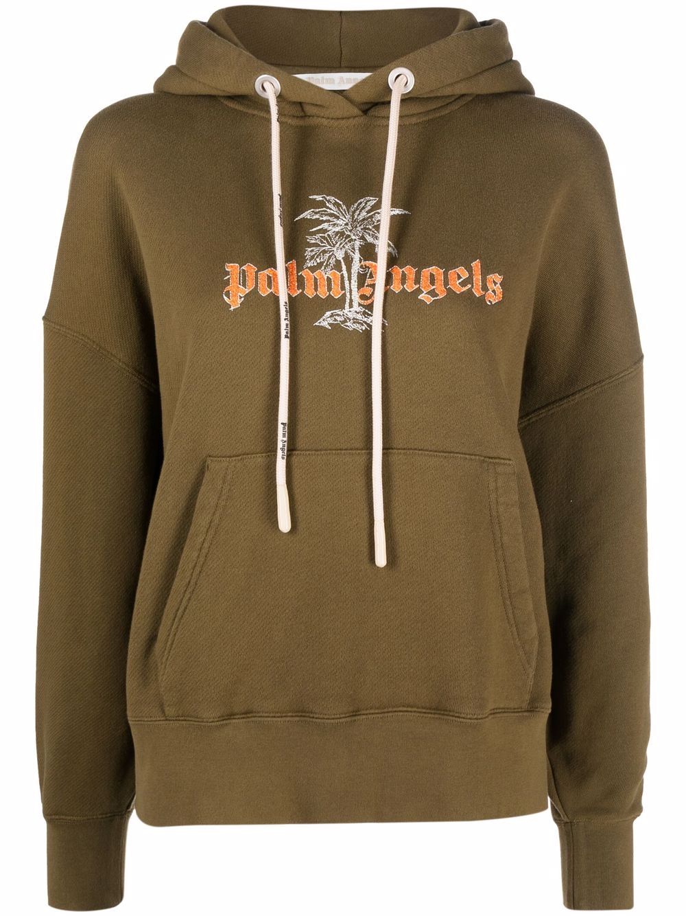 Palm Angels logo-print hoodie - Green von Palm Angels