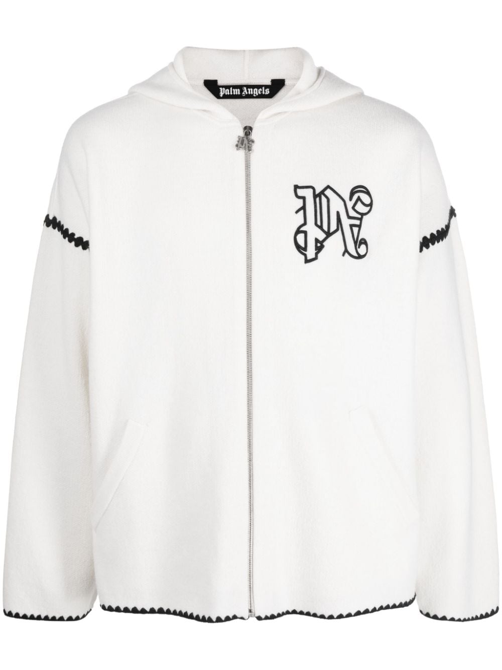 Palm Angels monogram-embroidered zip-up hoodie - White von Palm Angels