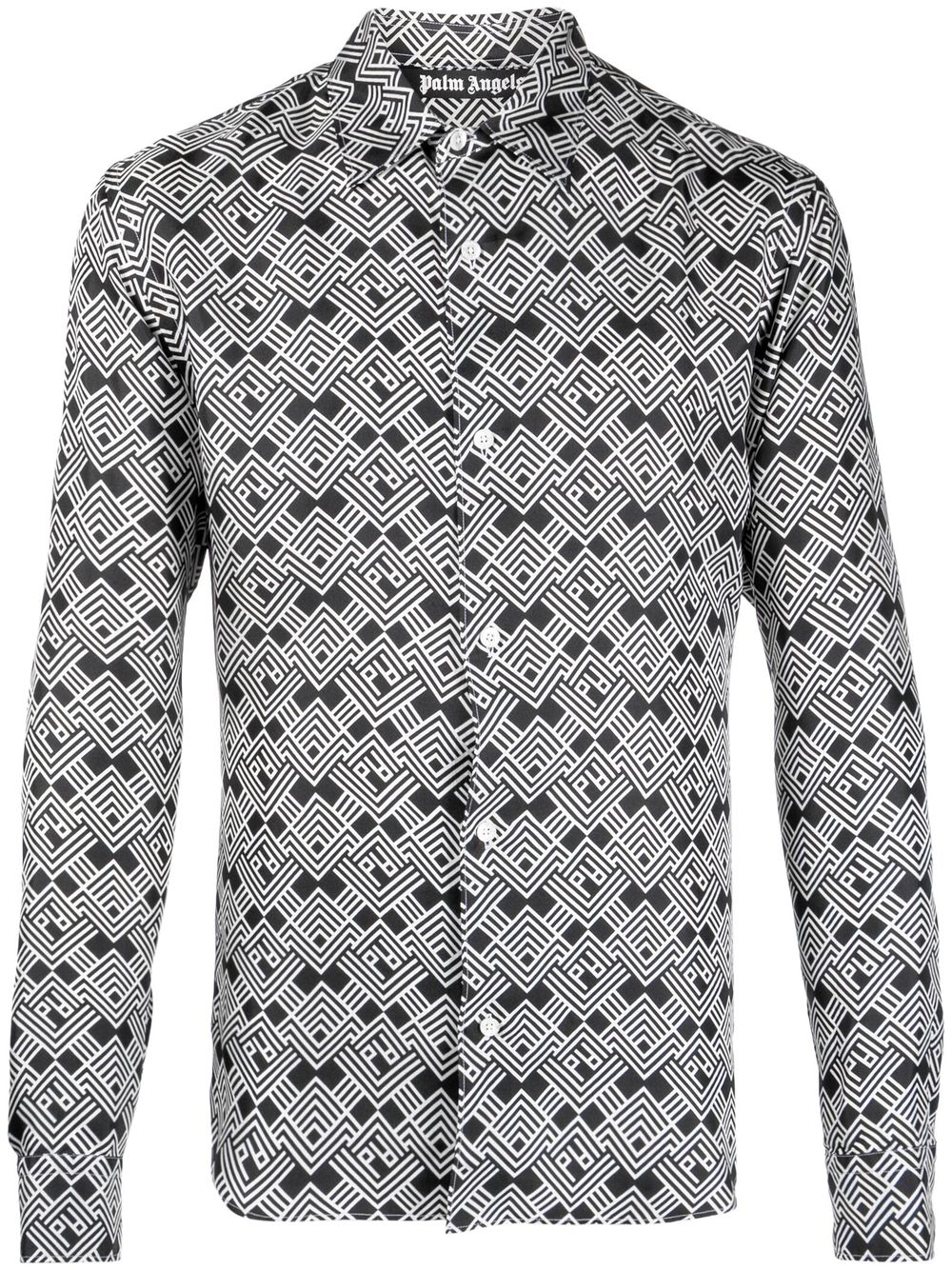 Palm Angels monogram-print long-sleeve shirt - Blue von Palm Angels