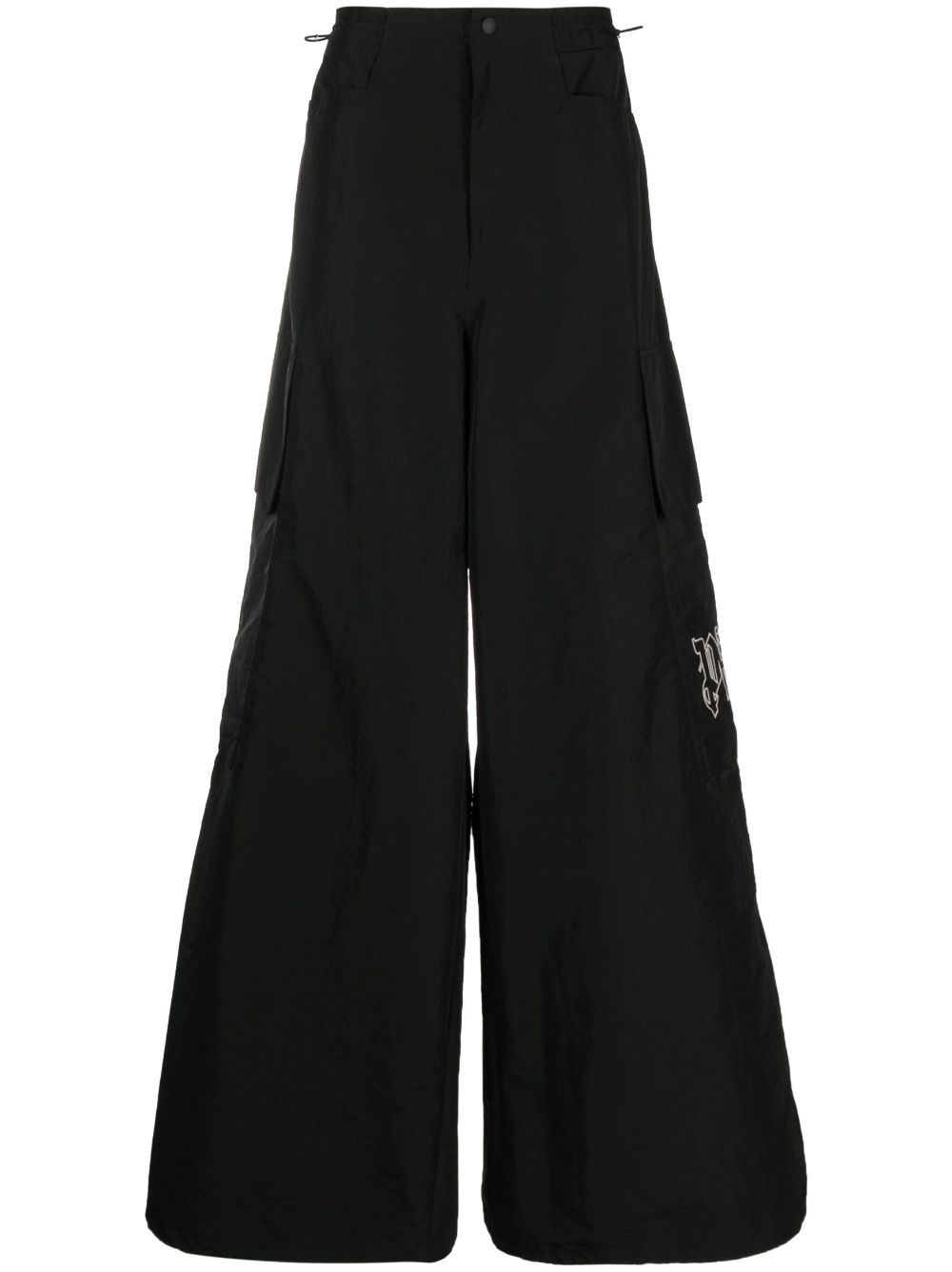 Palm Angels PA Monogram-embroidery wide-leg trousers - Black von Palm Angels