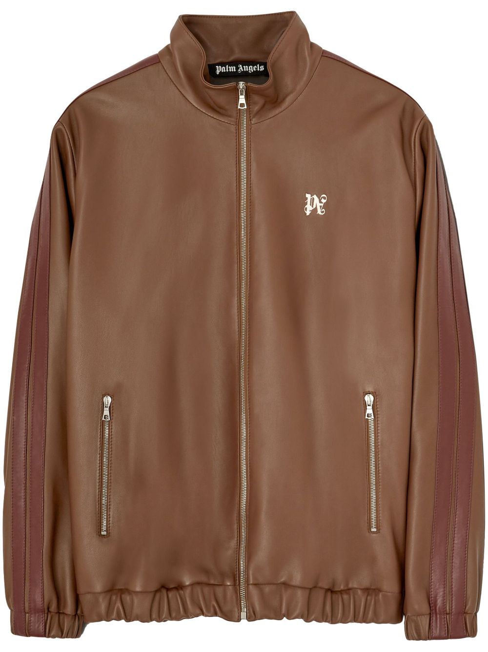 Palm Angels PA monogram leather track jacket - Brown von Palm Angels