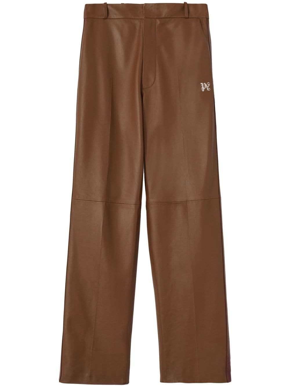 Palm Angels PA monogram leather track pants - Brown von Palm Angels