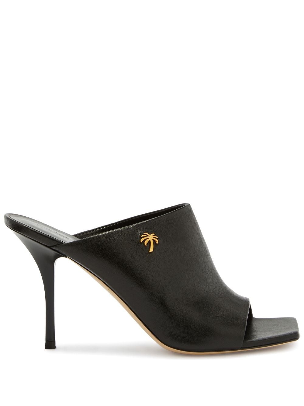 Palm Angels Palm-motif 95mm leather mules - Black von Palm Angels