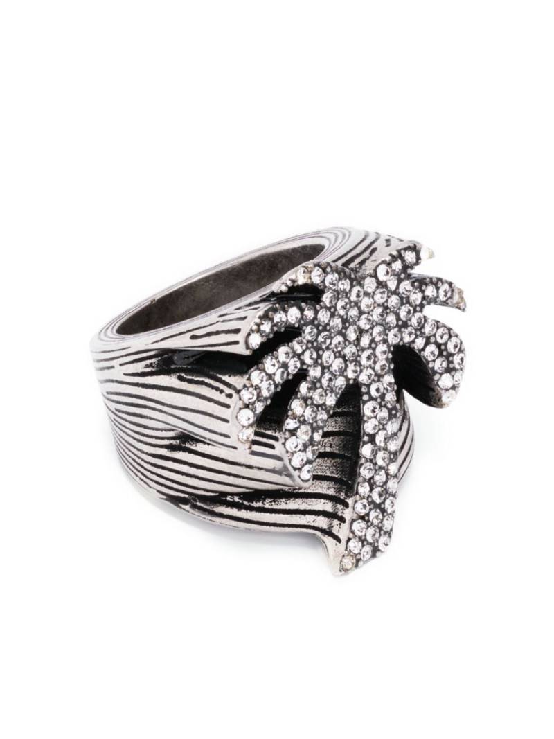 Palm Angels Palm rhinestone ring - Silver von Palm Angels