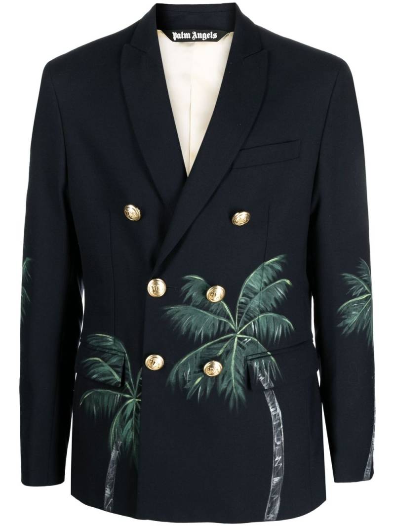 Palm Angels Palms Classic double-breasted blazer - Blue von Palm Angels
