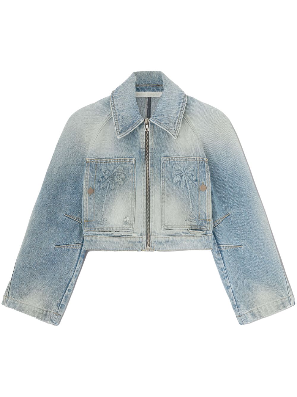 Palm Angels Paris cropped denim jacket - Blue von Palm Angels