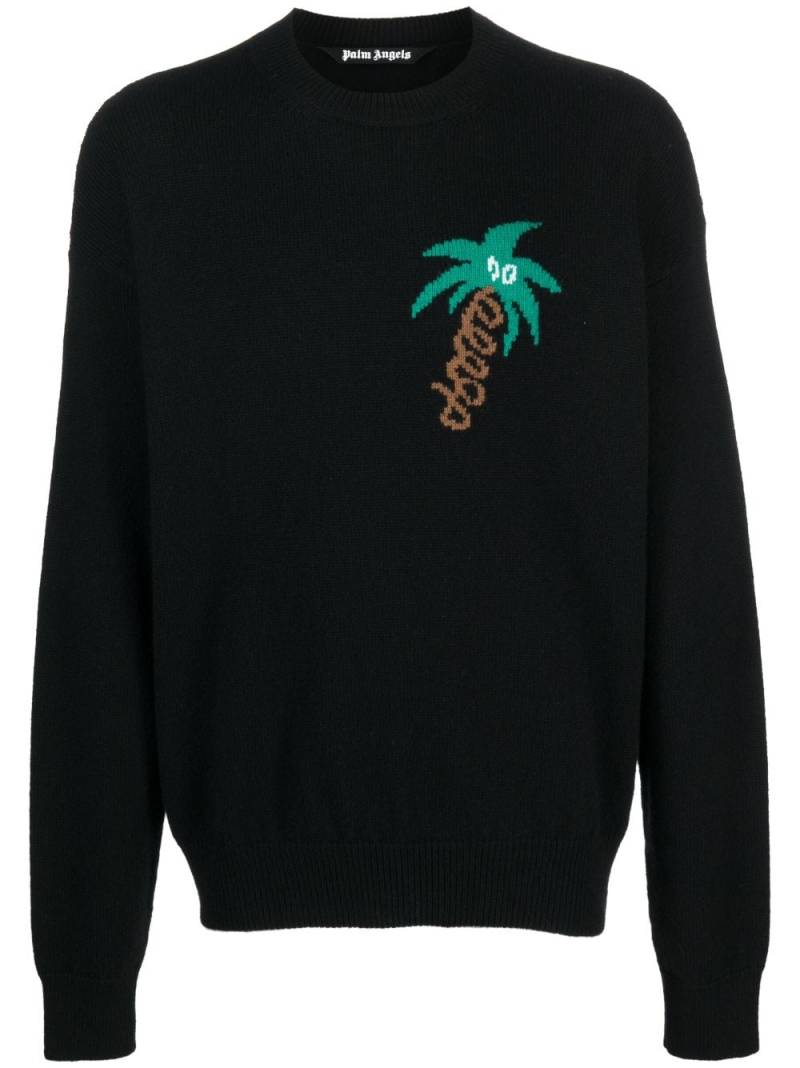 Palm Angels Sketchy intarsia-knit jumper - Black von Palm Angels