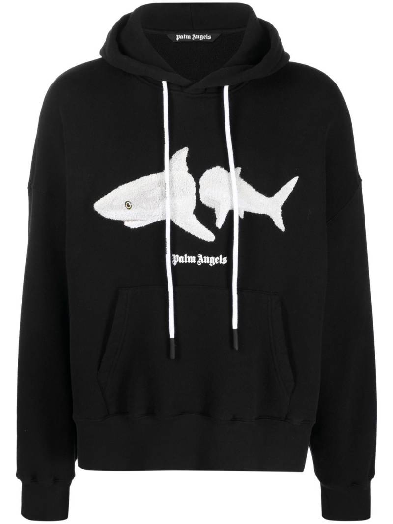 Palm Angels White Shark long-sleeve hoodie - Black von Palm Angels