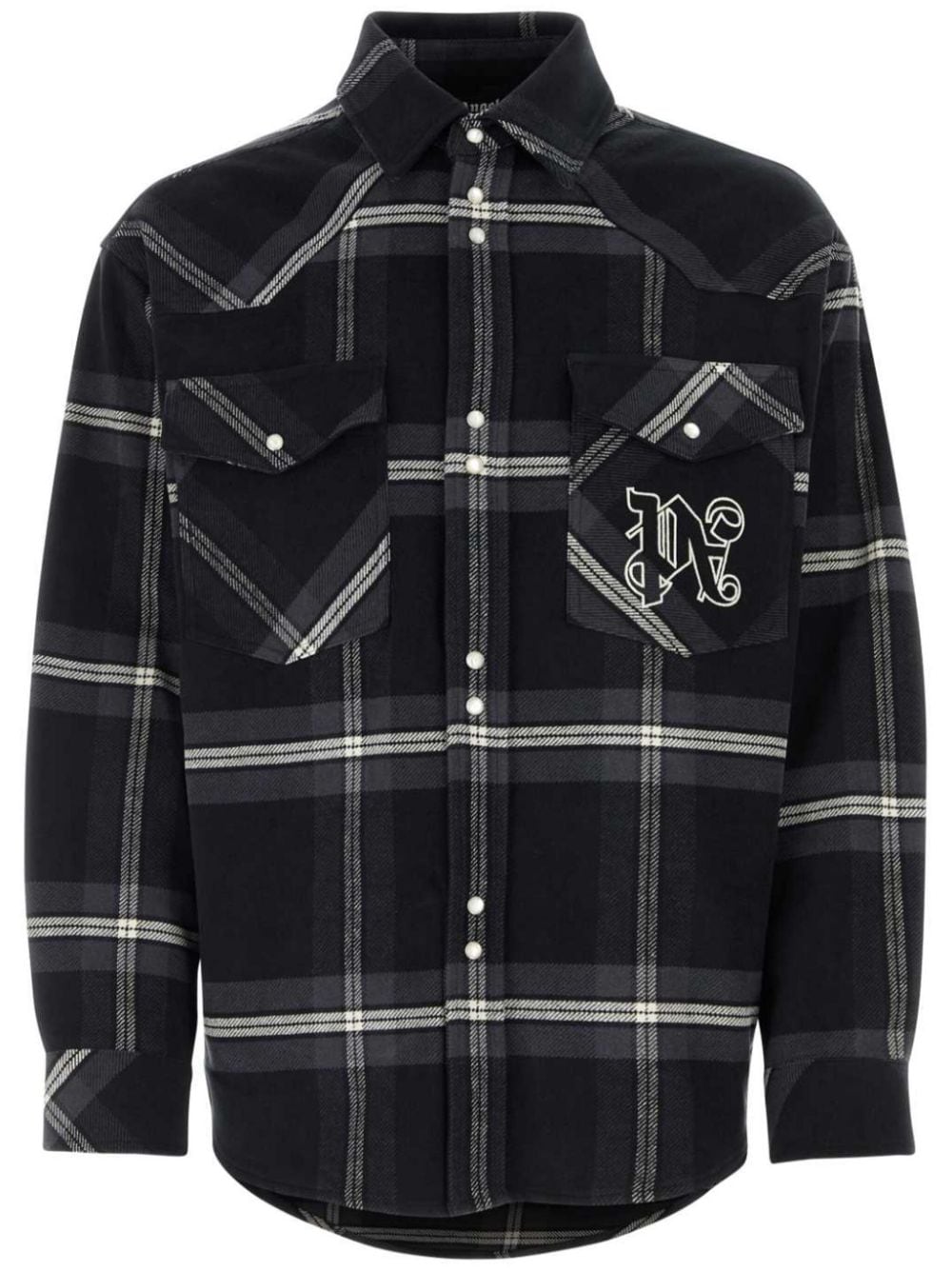 Palm Angels checked cotton-flannel shirt jacket - Grey von Palm Angels