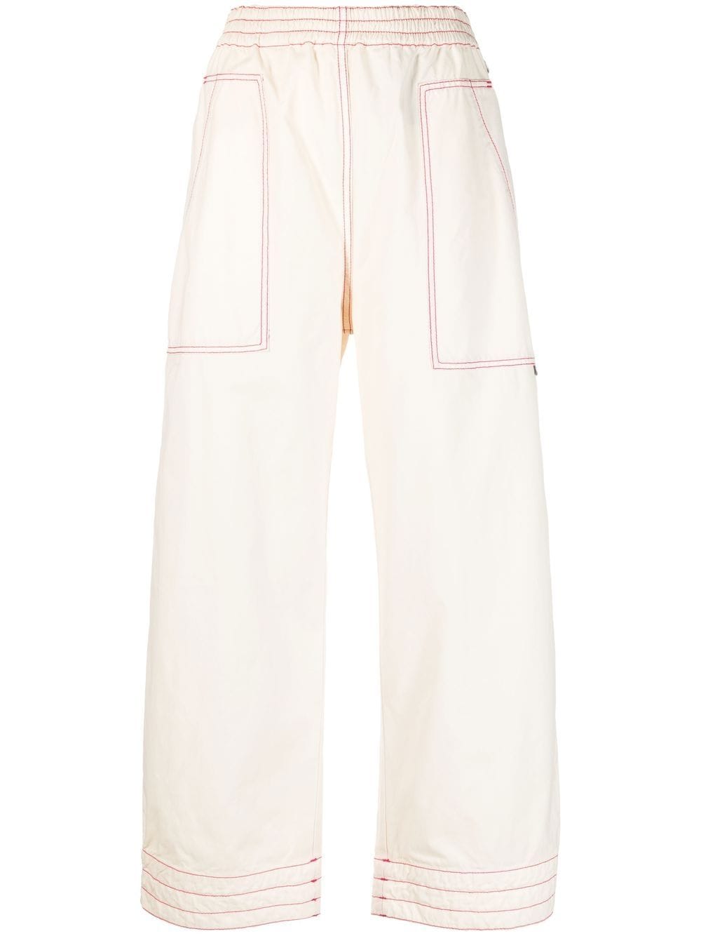 Palm Angels contrast-stitch wide-leg trousers - Neutrals von Palm Angels