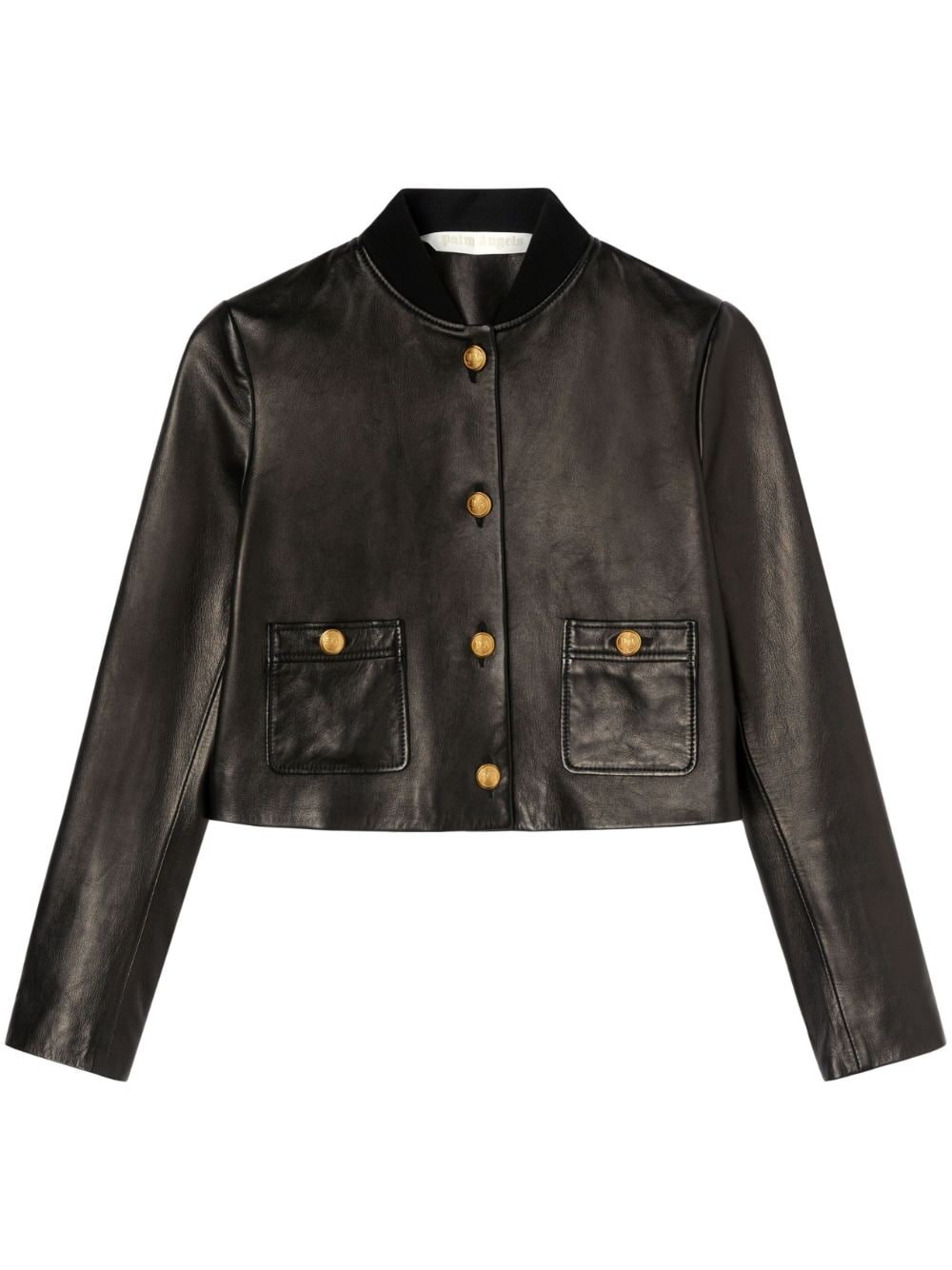 Palm Angels cropped leather jacket - Black von Palm Angels