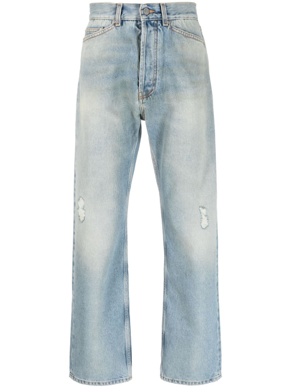 Palm Angels distressed straight-leg jeans - Blue von Palm Angels