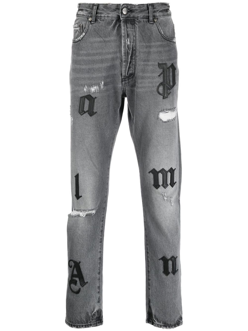 Palm Angels distressed straight-leg jeans - Grey von Palm Angels