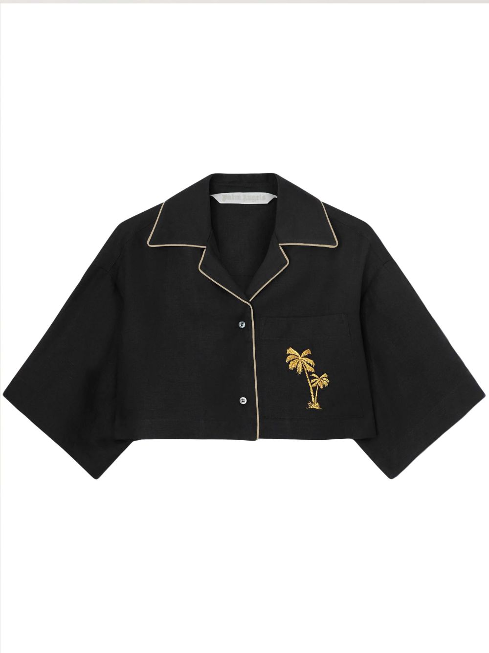 Palm Angels embroidered cropped bowling shirt - Black von Palm Angels