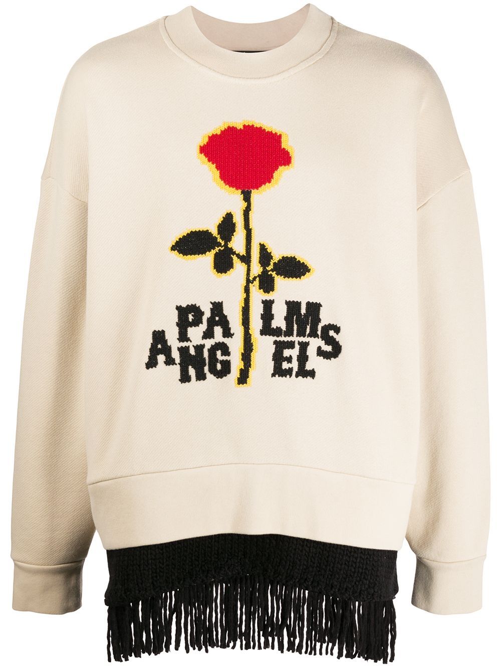 Palm Angels embroidered logo fringed sweatshirt - Neutrals von Palm Angels