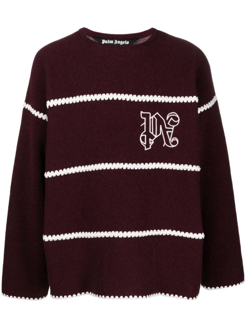 Palm Angels embroidered-monogram striped jumper von Palm Angels