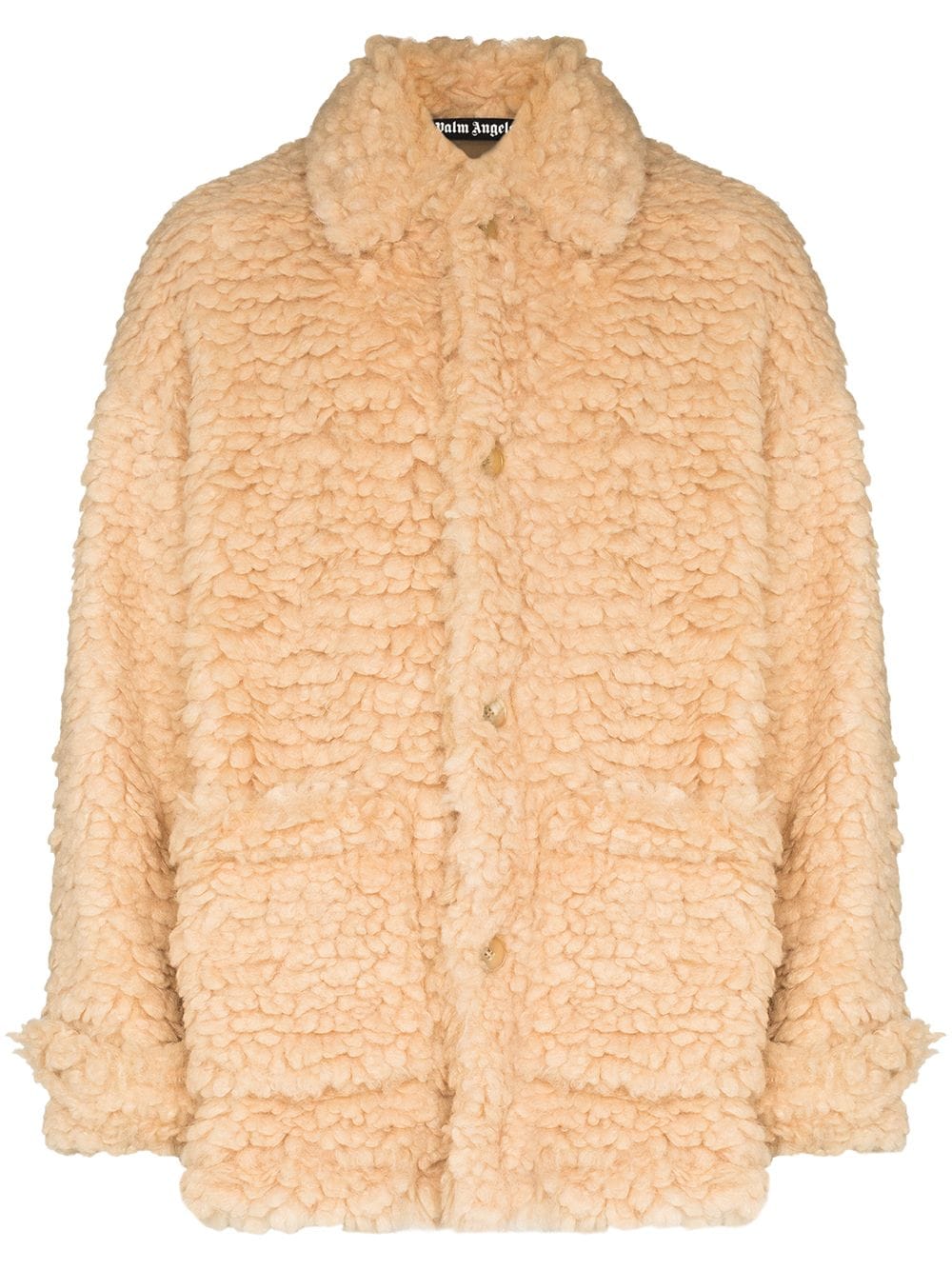 Palm Angels faux-shearling single-breasted short coat - Neutrals von Palm Angels
