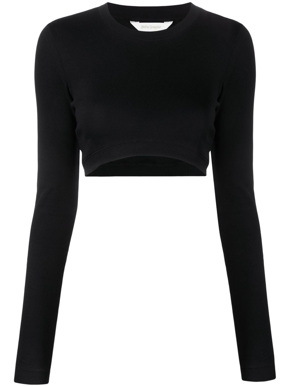 Palm Angels fine-ribbed cropped long-sleeve top - Black von Palm Angels
