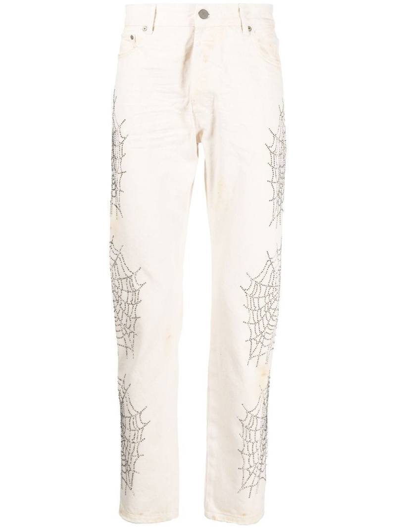 Palm Angels gem embellished slim-cut jeans - White von Palm Angels