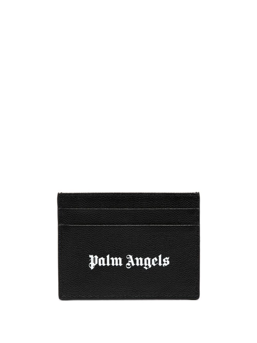 Palm Angels grained logo-print cardholder - Black von Palm Angels