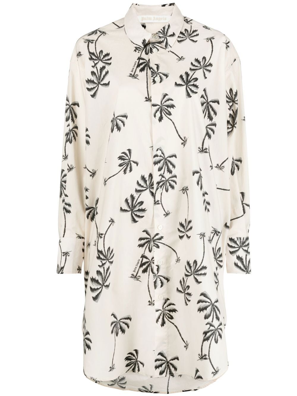 Palm Angels graphic-print cotton shirt dress - Neutrals von Palm Angels