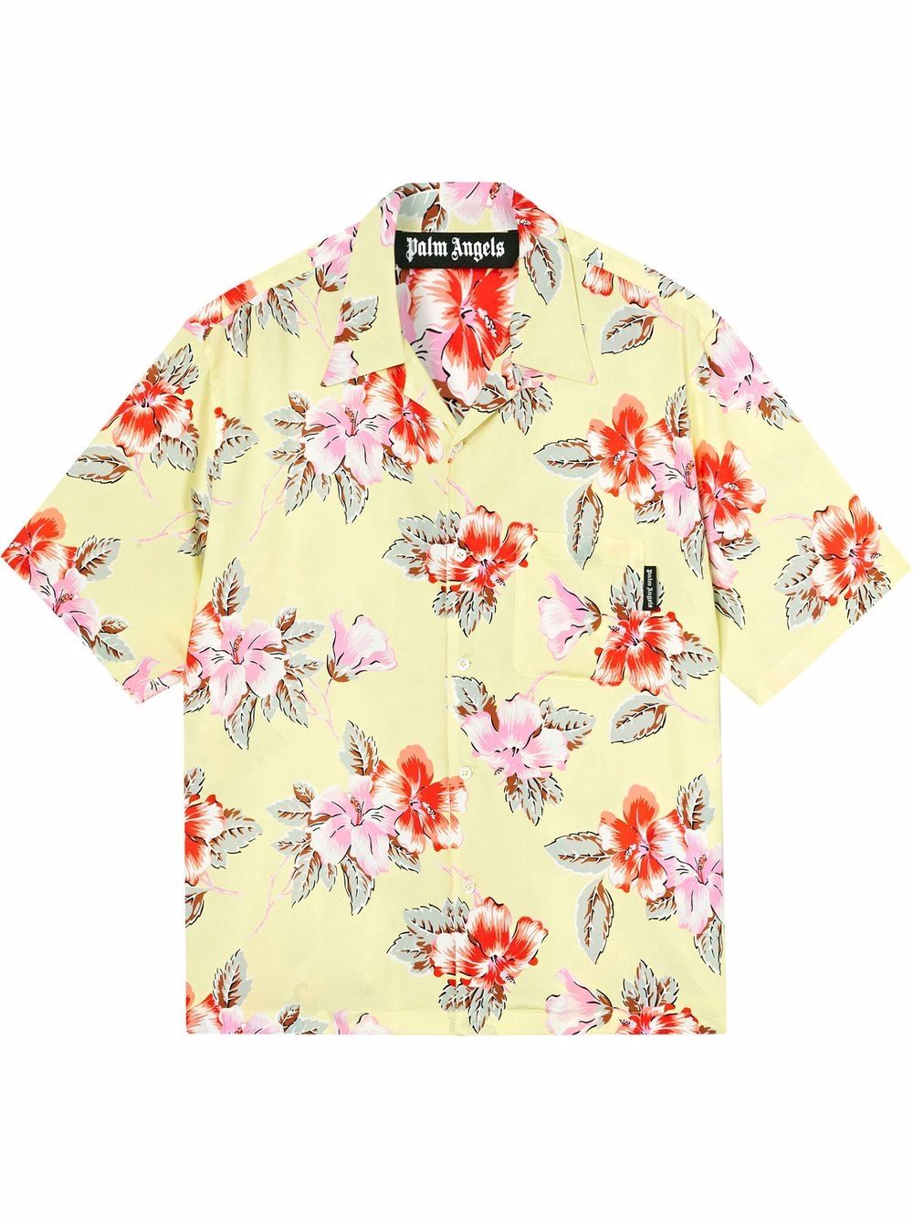 Palm Angels hibiscus floral print bowling shirt - Yellow von Palm Angels
