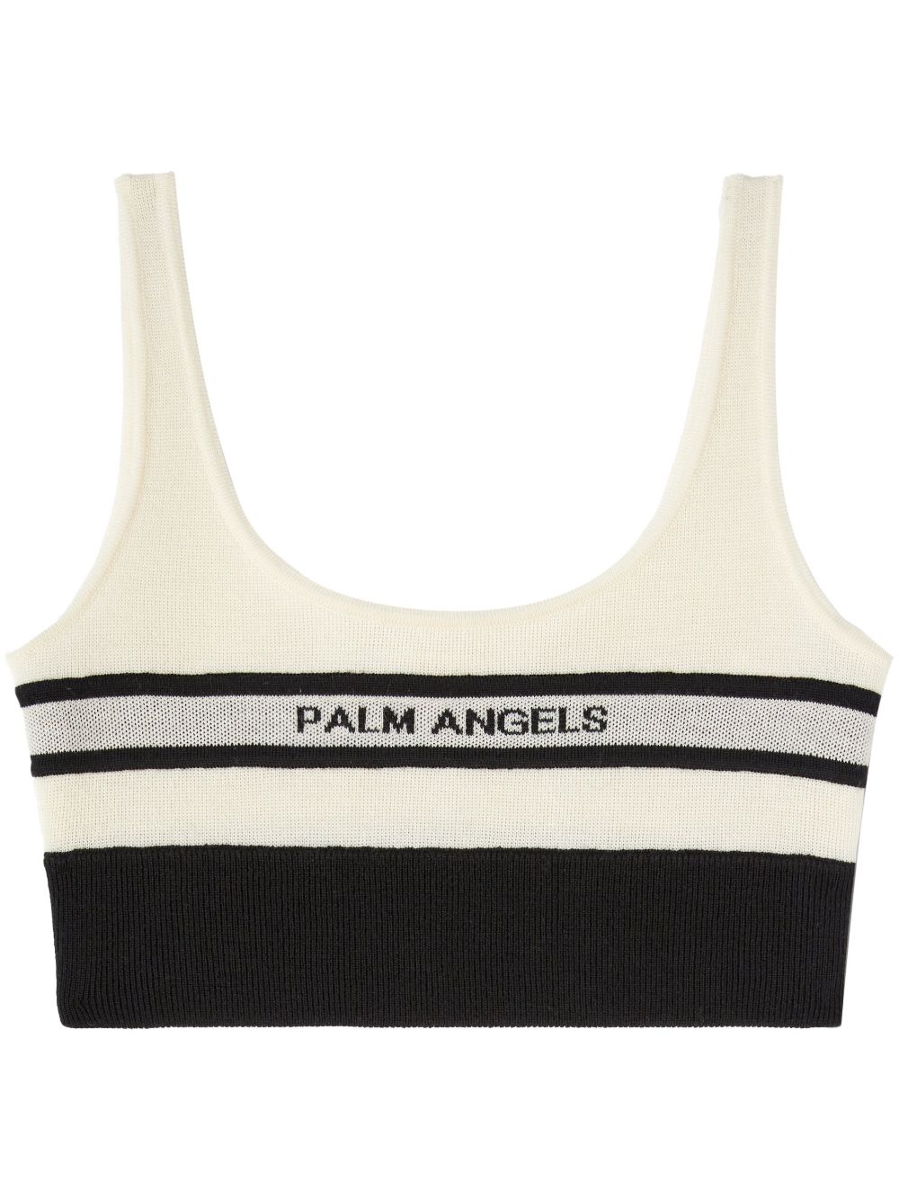 Palm Angels intarsia-knit logo bra top - White von Palm Angels