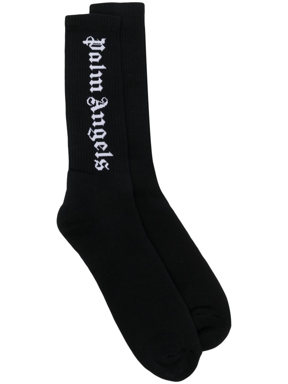 Palm Angels intarsia-knit logo socks - Black von Palm Angels
