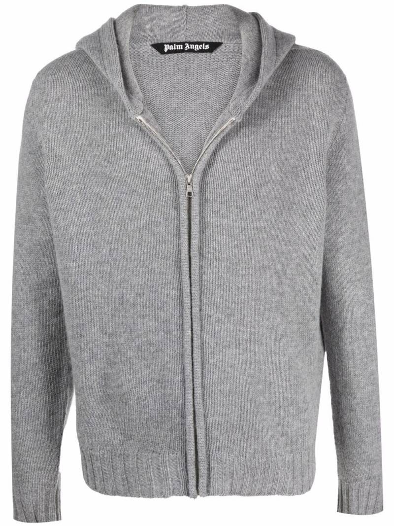 Palm Angels intarsia-logo zip-up hoodie - Grey von Palm Angels