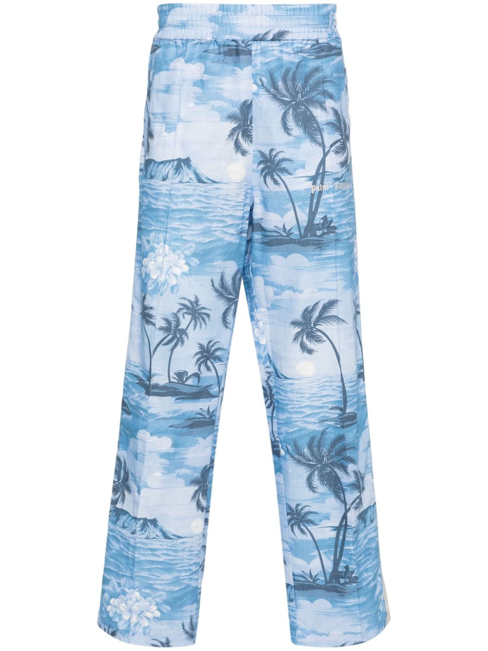 Palm Angels island-print straight-leg trousers - Blue von Palm Angels