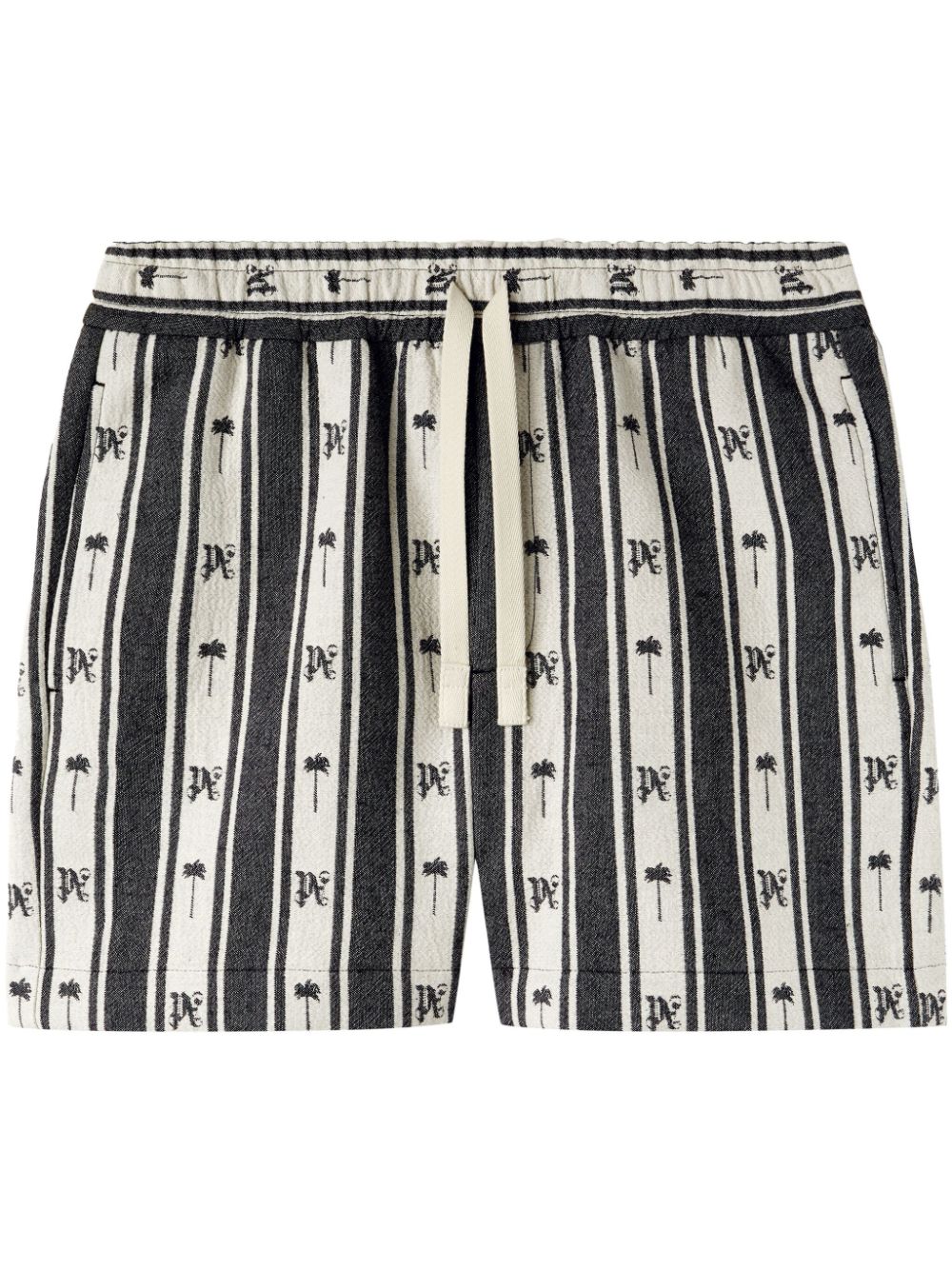 Palm Angels monogram-print striped shorts - Black von Palm Angels
