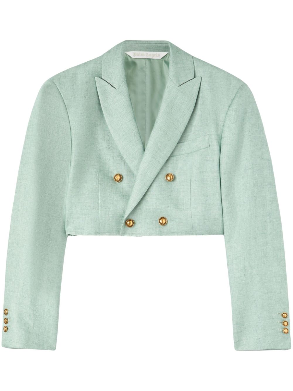 Palm Angels linen cropped blazer - Green von Palm Angels