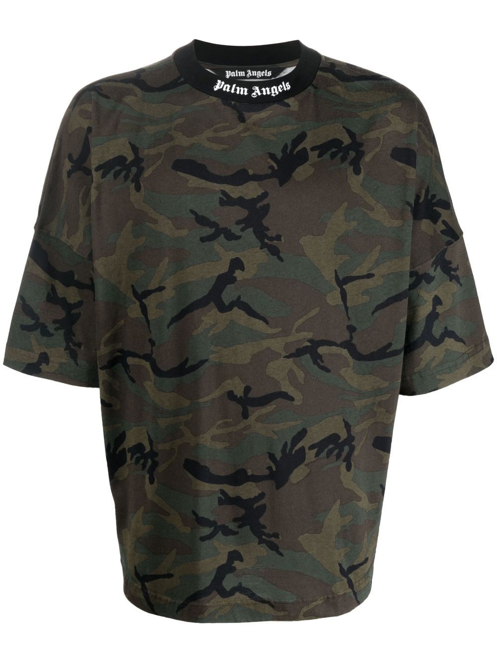 Palm Angels logo-band camouflage-print T-shirt - Black von Palm Angels