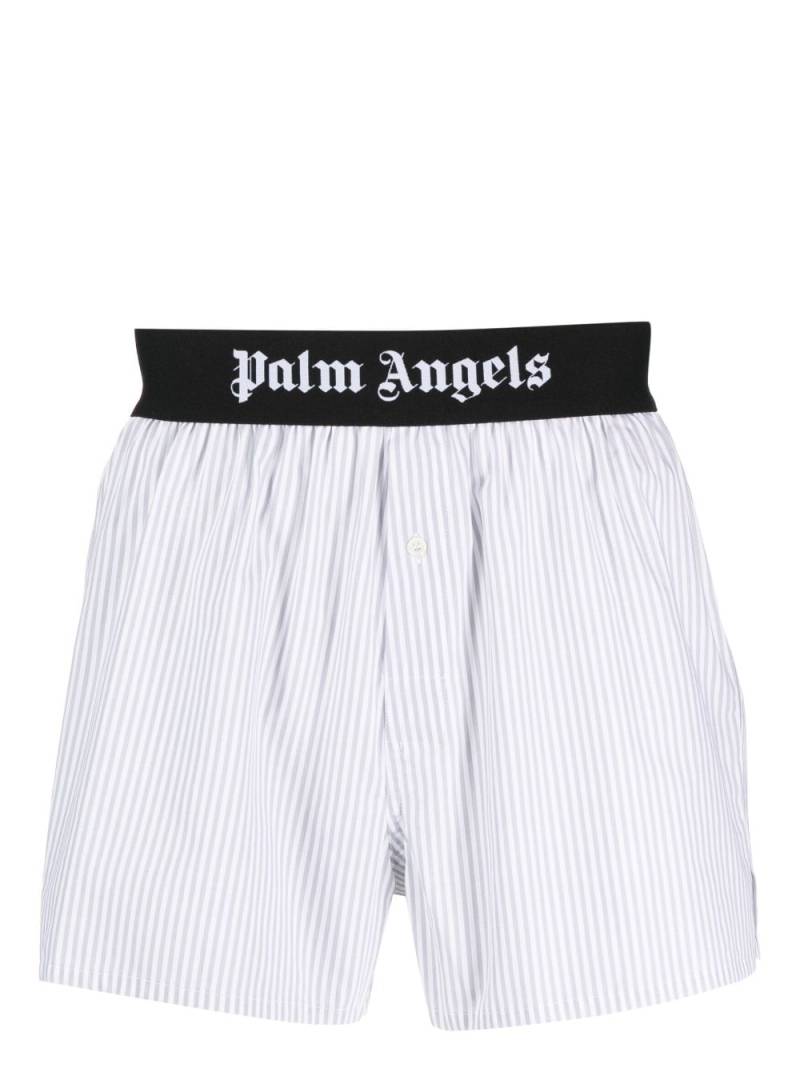 Palm Angels logo-band striped boxer shorts - Grey von Palm Angels