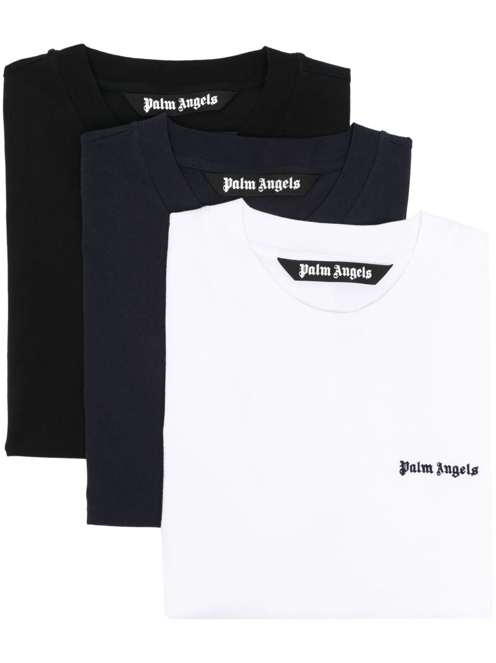 Palm Angels logo-embroidered cotton T-shirts (pack of three) - Blue von Palm Angels