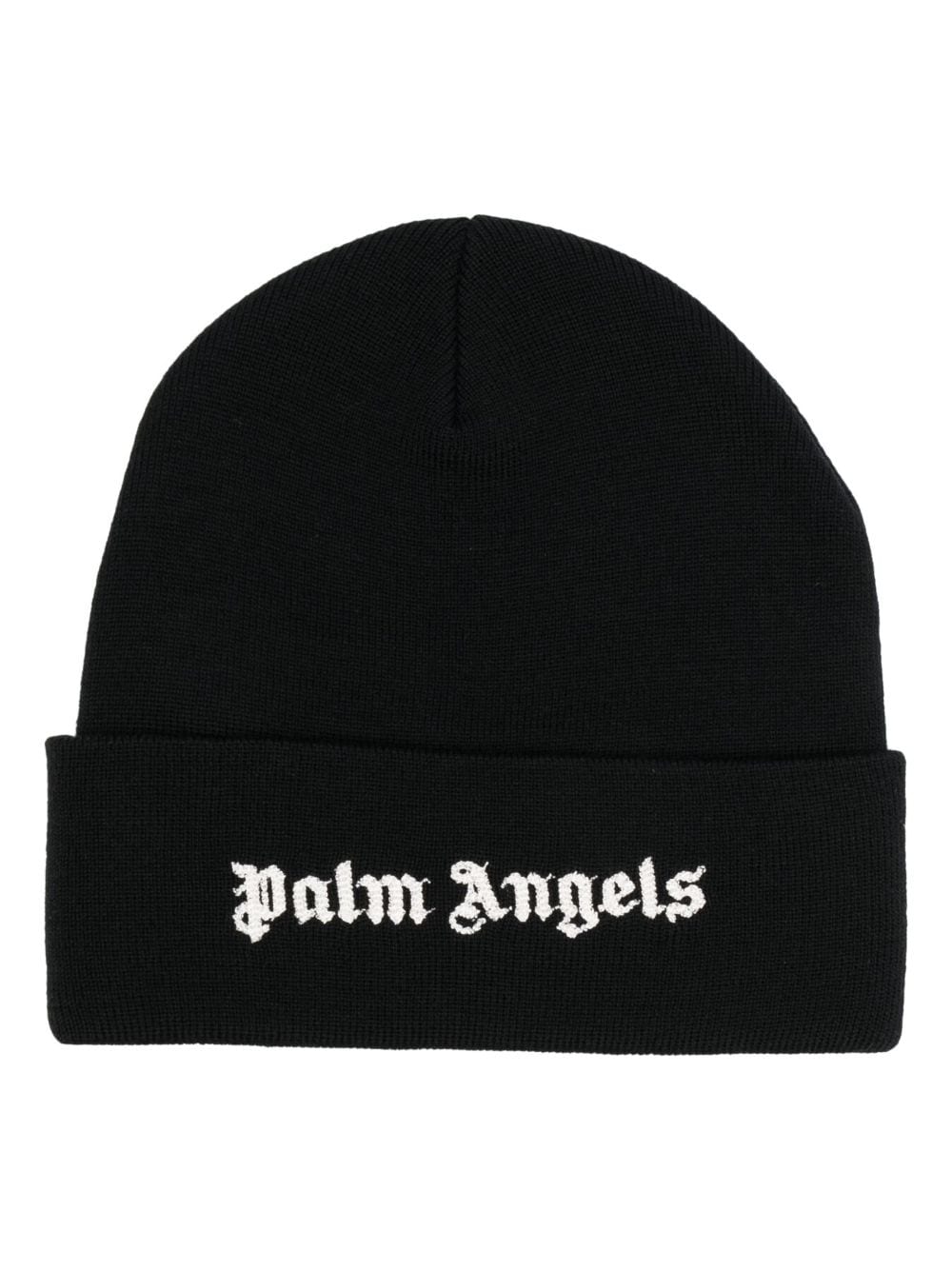 Palm Angels logo-embroidered cotton beanie - Black von Palm Angels