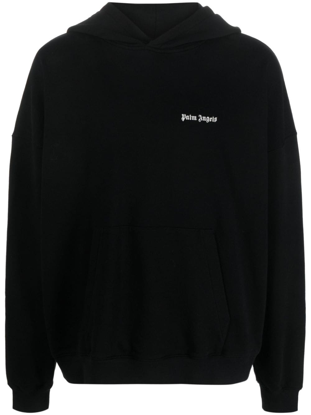 Palm Angels logo-embroidered cotton hoodie - Black von Palm Angels