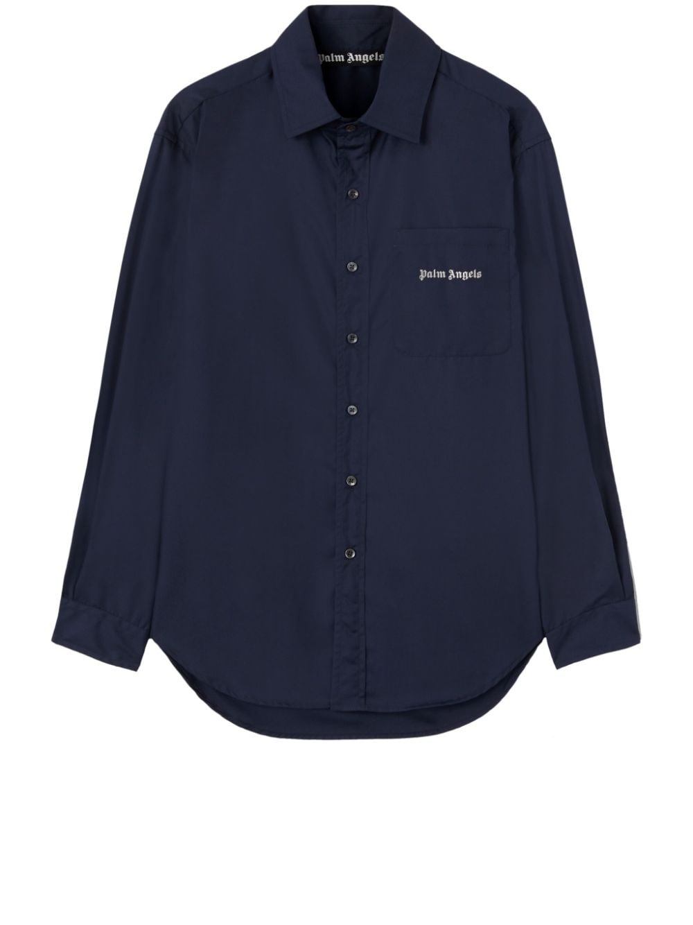 Palm Angels logo-embroidered cotton shirt - Blue von Palm Angels