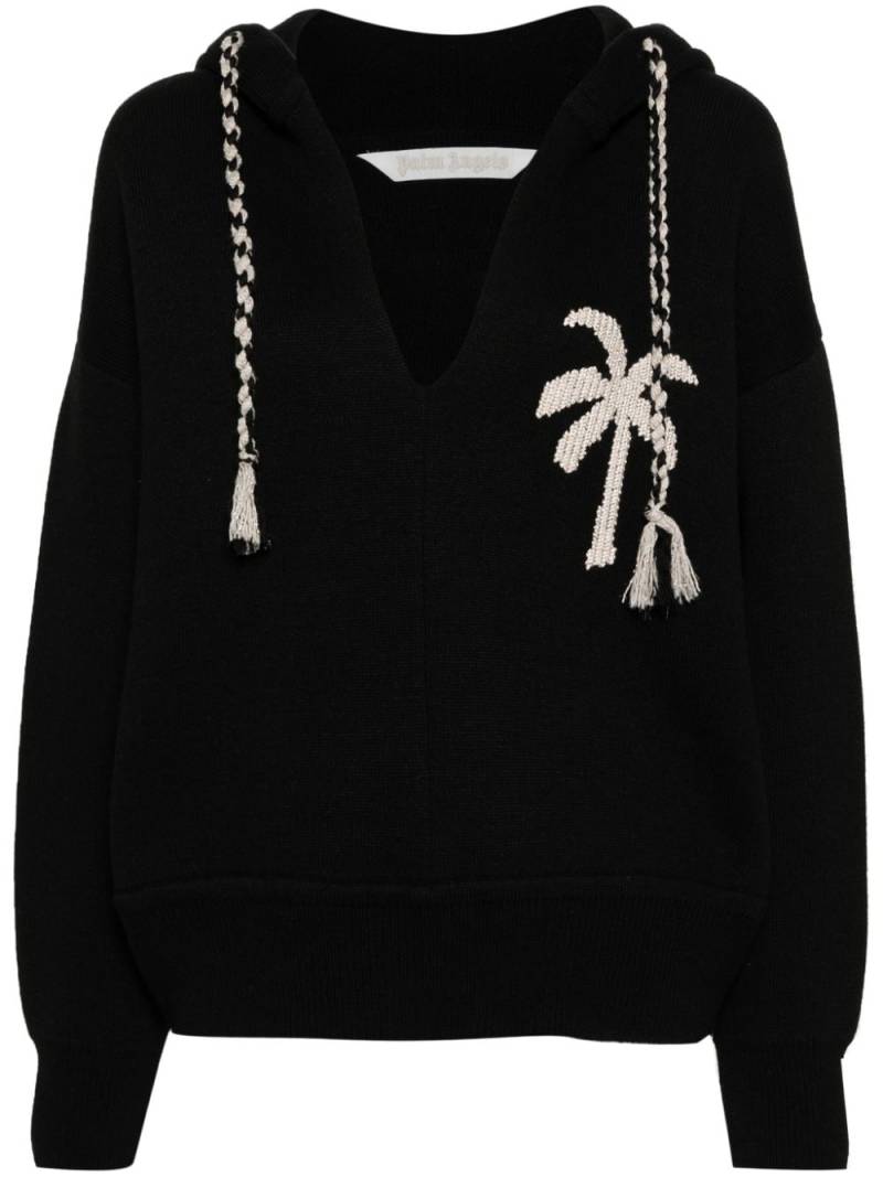 Palm Angels Palm knitted hoodie - Black von Palm Angels