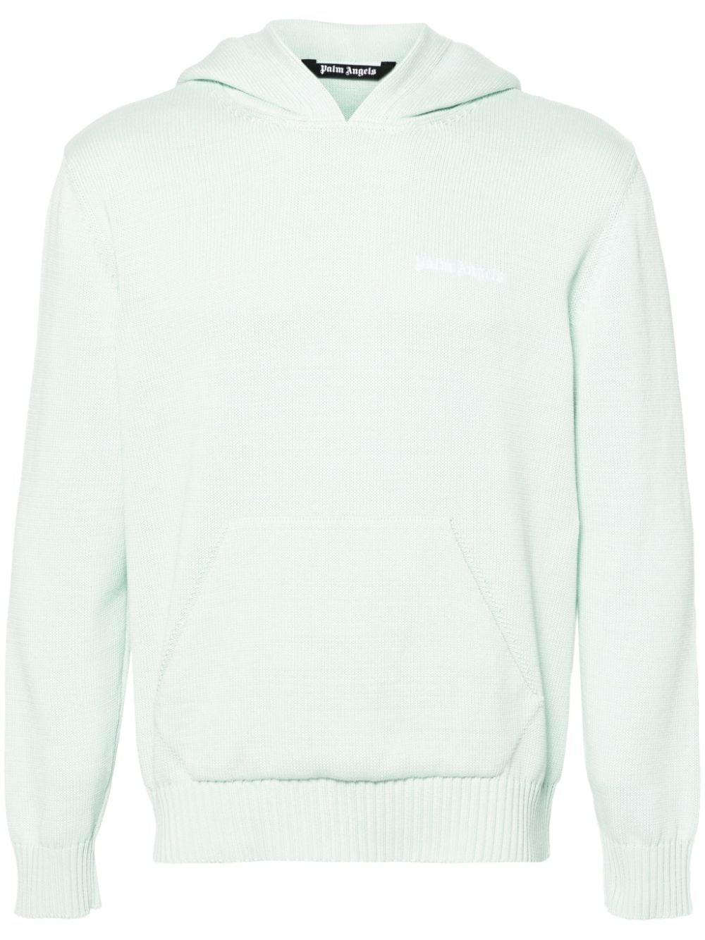 Palm Angels logo-embroidered knitted hoodie - Green von Palm Angels
