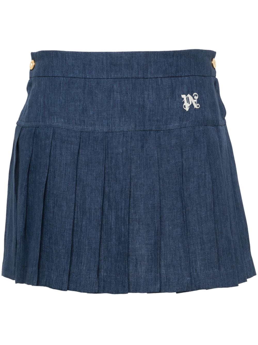 Palm Angels logo-embroidered pleated skirt - Blue von Palm Angels