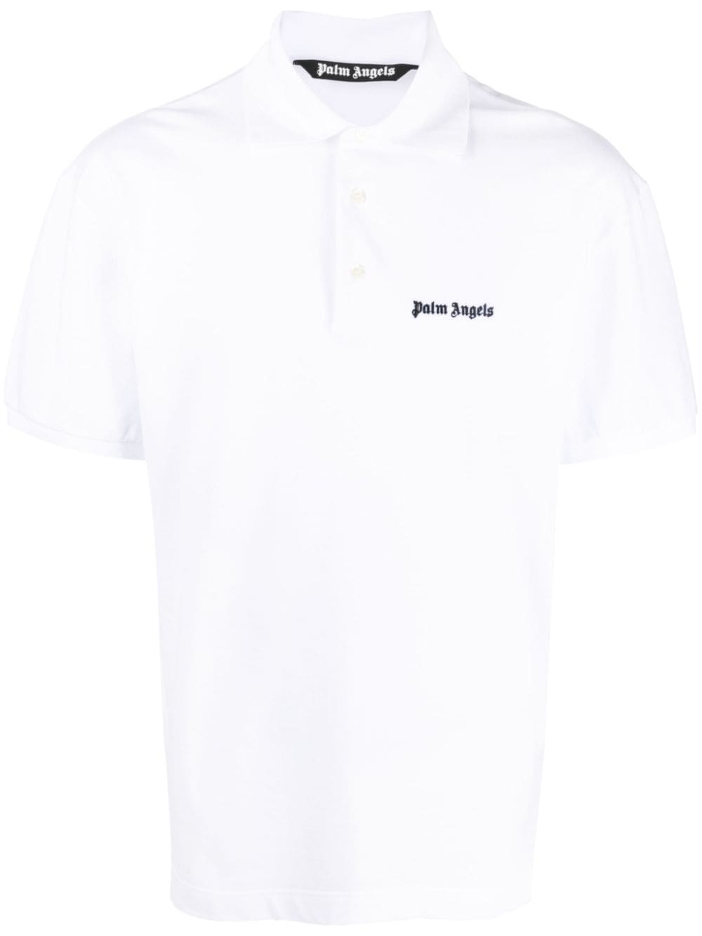 Palm Angels logo-embroidered polo shirt - White von Palm Angels